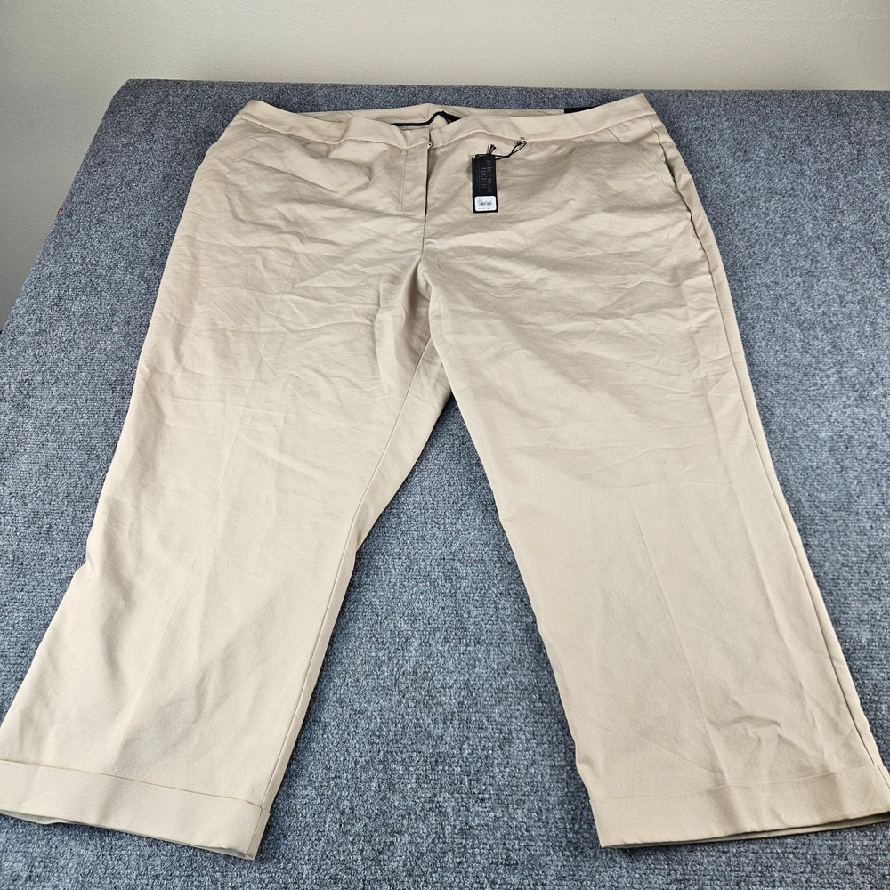 Lane Bryant Double Weave Stretch Crop Pants Tan Khaki Plus Size‎ 28 NWT